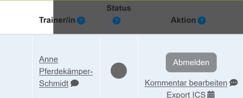 Ausschnitt des Tabellenkopfs des Terminplaners: bei drei Spalten ist der Hintergrund dunekgrau und die Schrift schwarz. 