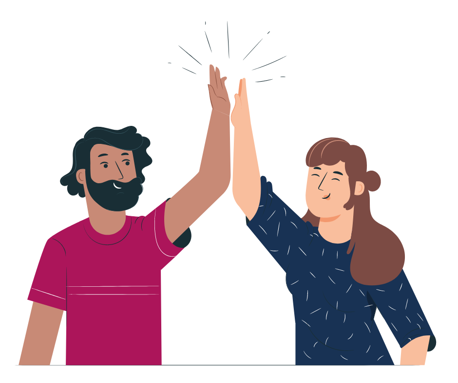 Illustration: 2 Personen klatschen sich gegenseitig in die Hand.